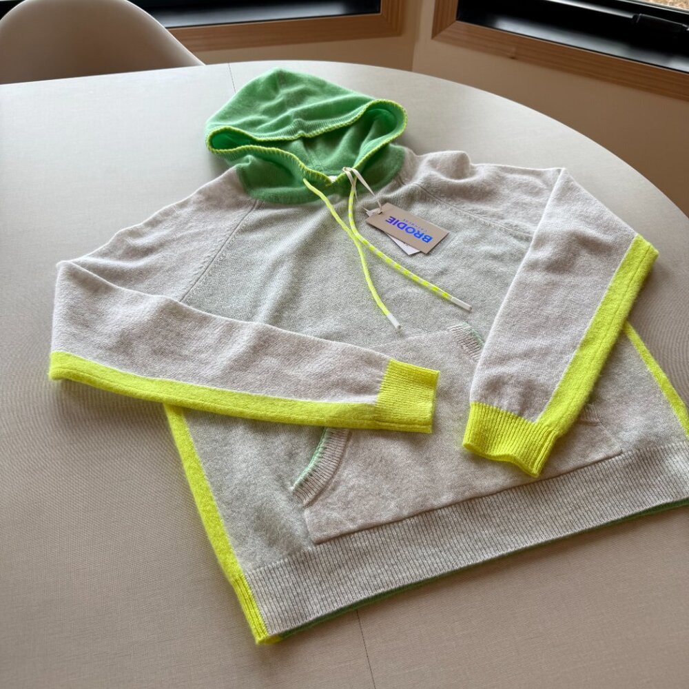 Brodie Womens Colour Pop Cashmere Hoodie Size S in Haze